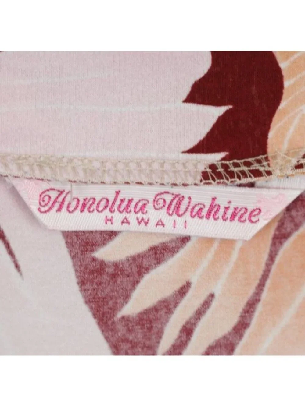 Honolua Wahine Women's Large Red Pink Tropical Floral Knee Length Knit Skirt